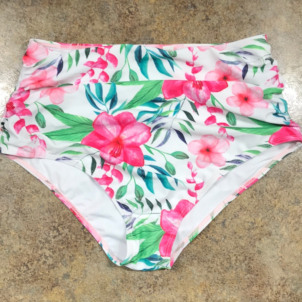 High Waisted Floral Print Bathing Suit Bottoms